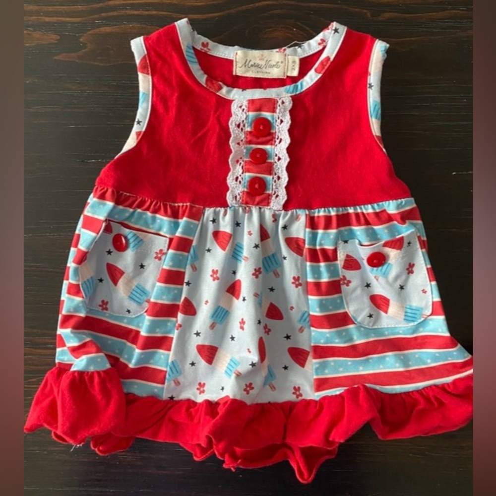 Marie Nicole Boutique Toddler Girl 4th Of July Shirt Top Size 2 XS